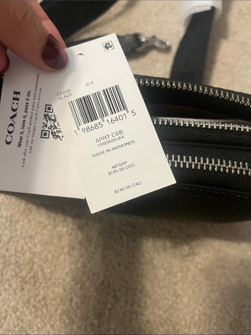 COACH Clinton Crossbody NWT Black Pebbled Leather Belt Bag with Silver Hardware - Picture 8 of 10